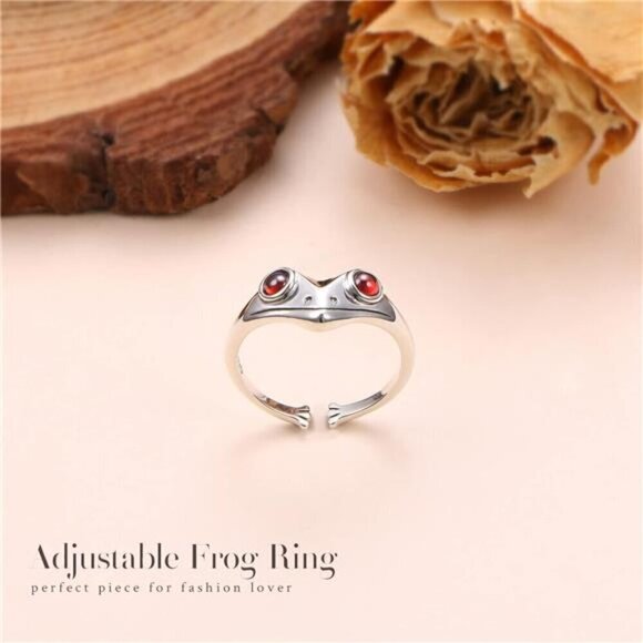 Frog Ring Sterling Silver S925 Thumb Band Jewelry  Women Trendy Fashion - Picture 4 of 8